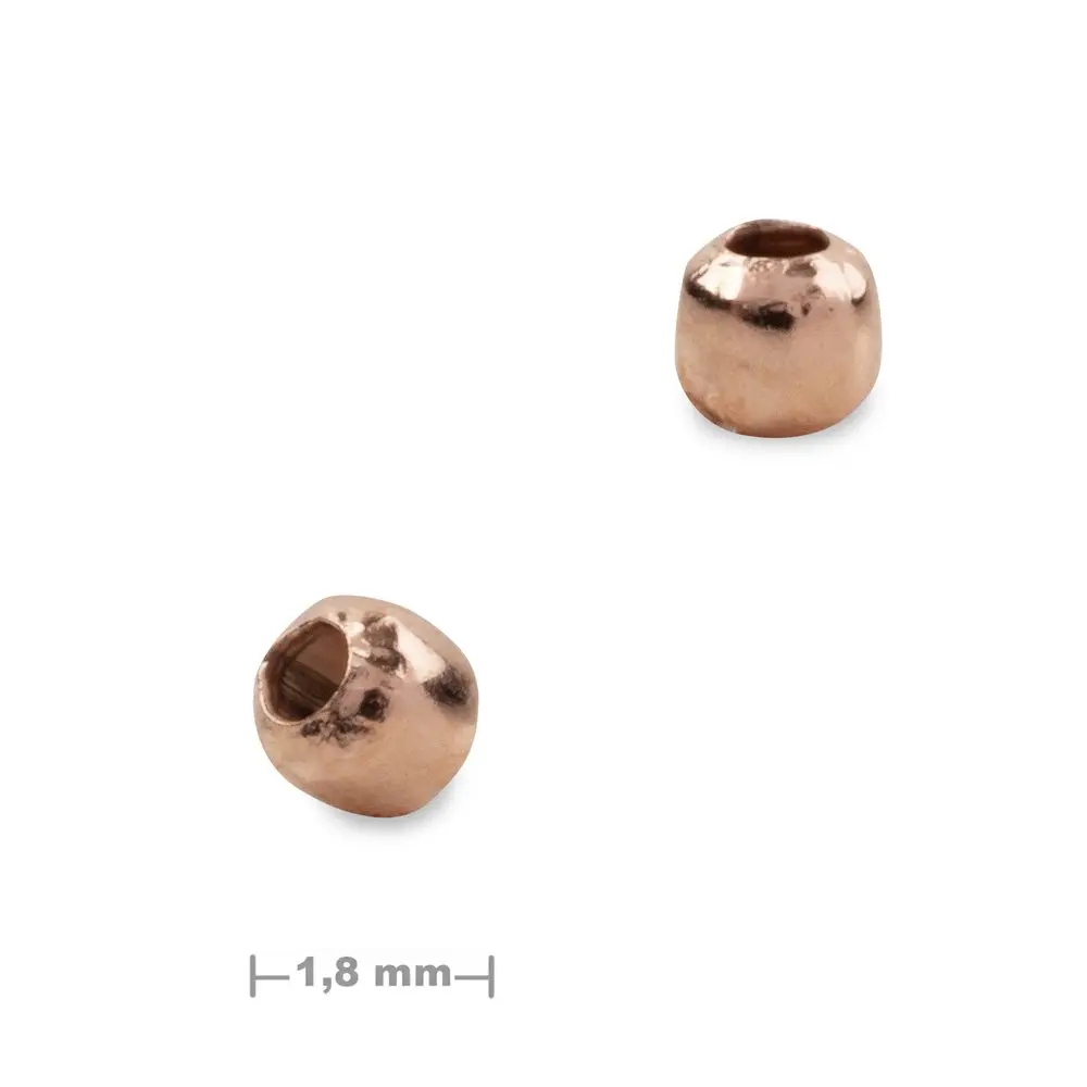 Stříbrný korálek 1,8 mm pozlacený 18K růžovým zlatem - 10 ks