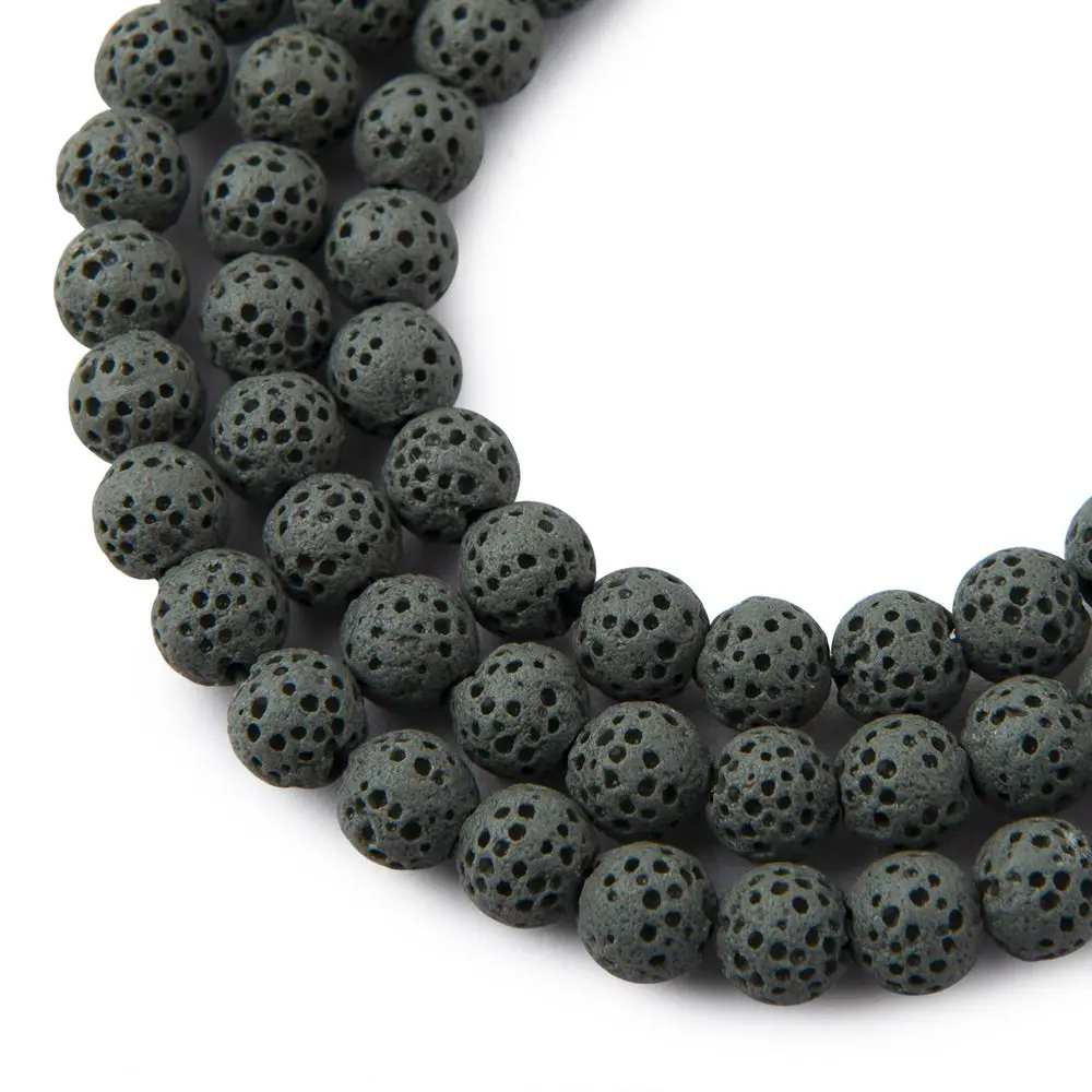 Korálky z minerálu Šedá láva 8 mm - 8 ks