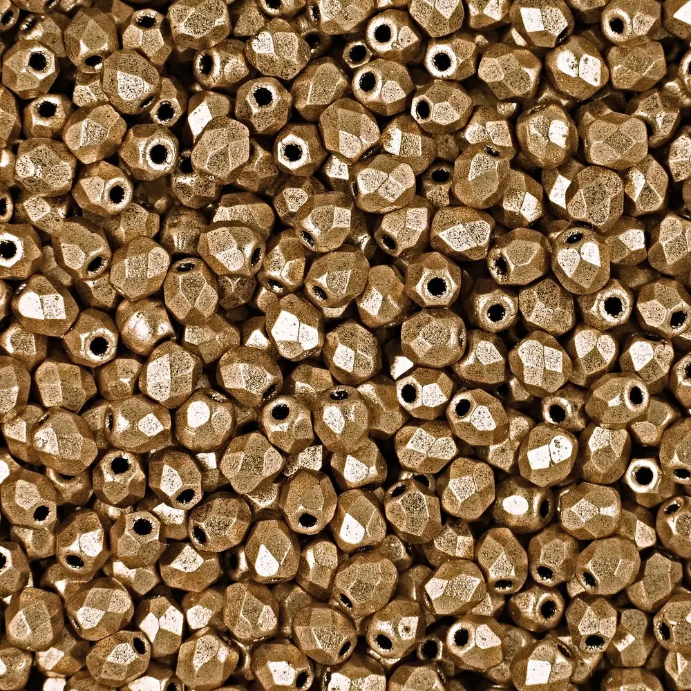 Manumi české broušené korálky 3 mm Matte Metallic Flax - 60 ks