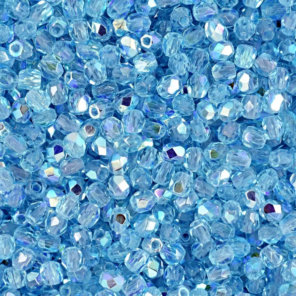 Manumi české broušené korálky 3 mm Aquamarine AB - 60 ks