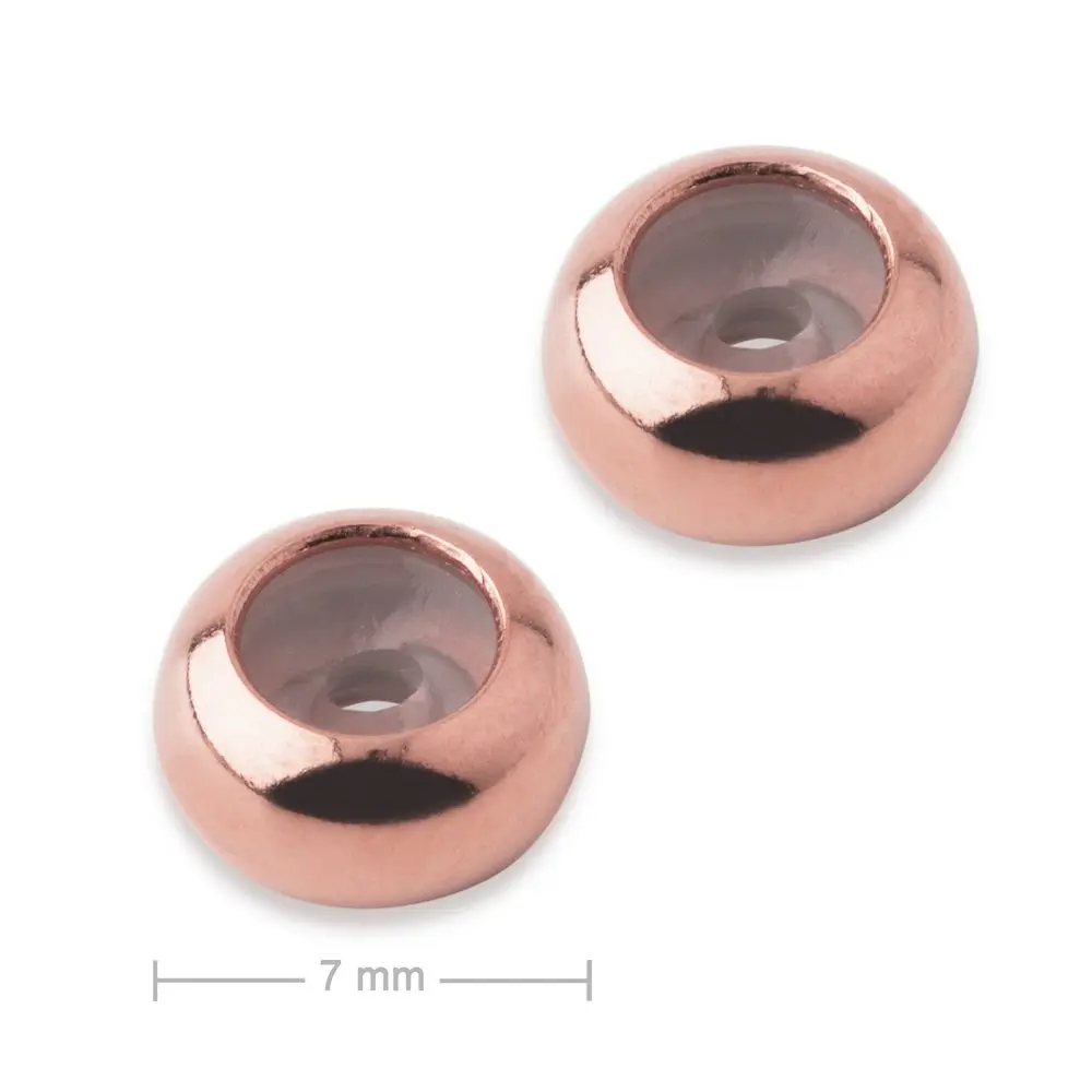 Stříbrný stopper se silikonem 7 x 1,5 mm pozlacený 18K růžovým zlatem -