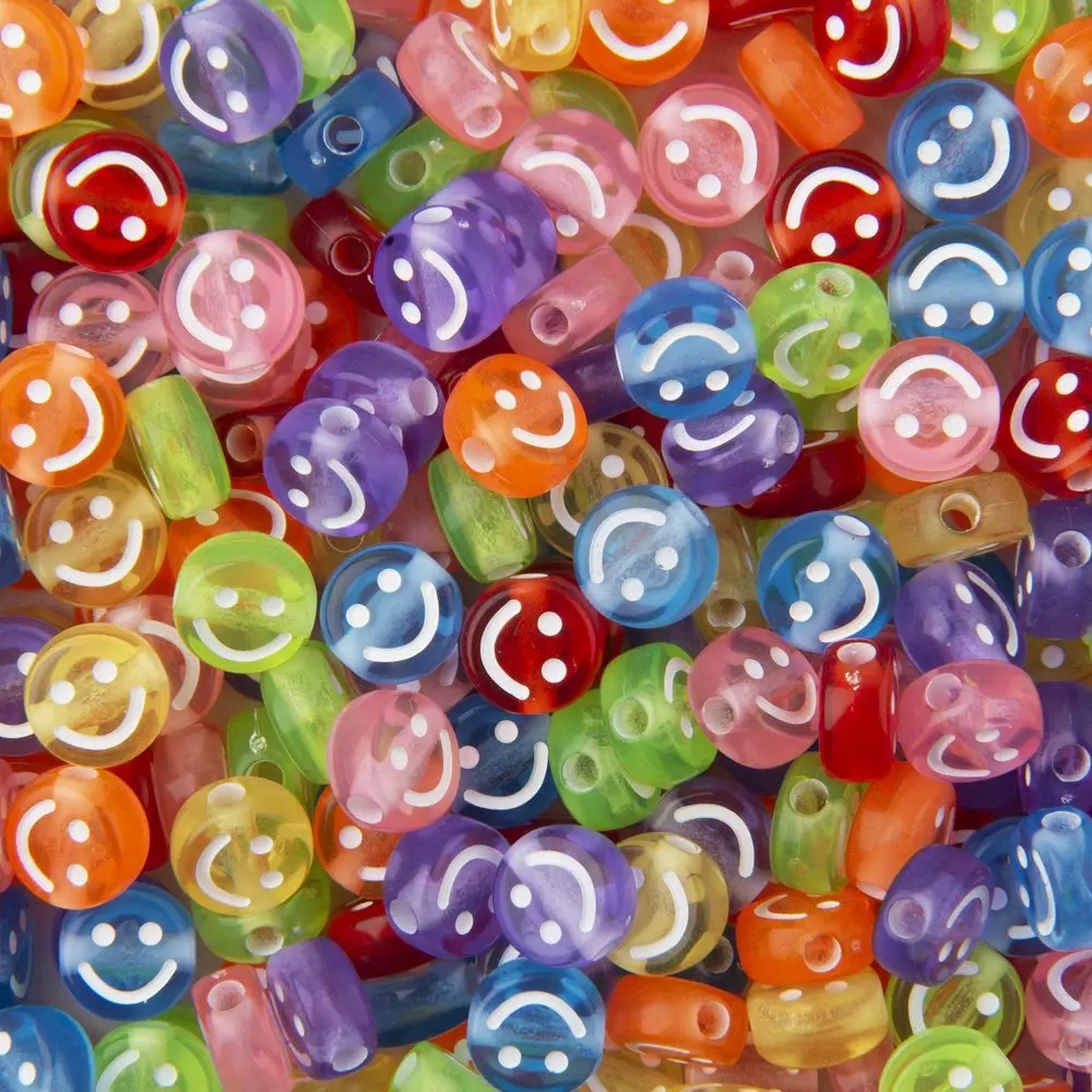 Barevné plastové korálky s Emoji 50 ks - 1 ks