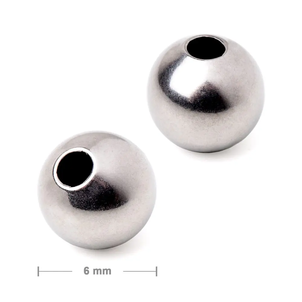 Korálek z chirurgické oceli 316L dutý 6 mm - 100 ks