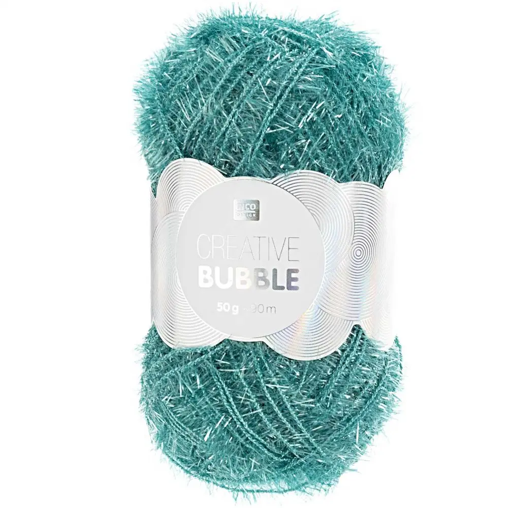 Rico design háčkovací příze na výrobu žínek Creative Bubble odstín 040 tyrkysová - 3 ks