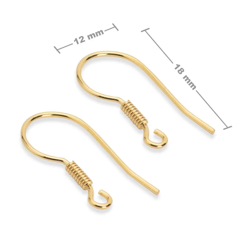 Stříbrné náušnicové háčky 18 x 12 mm pozlacené 24K zlatem -