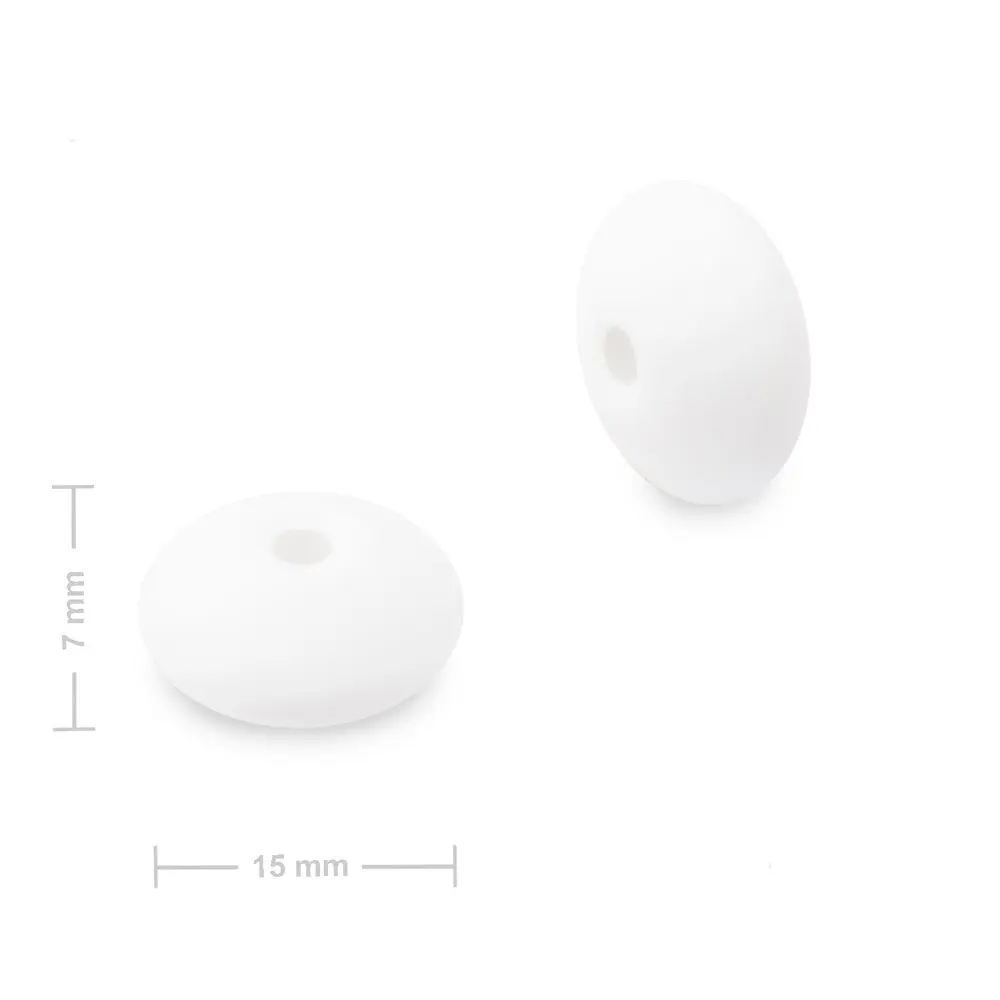 Silikonové korálky lentilky 12x7 mm Snow White - 30 ks
