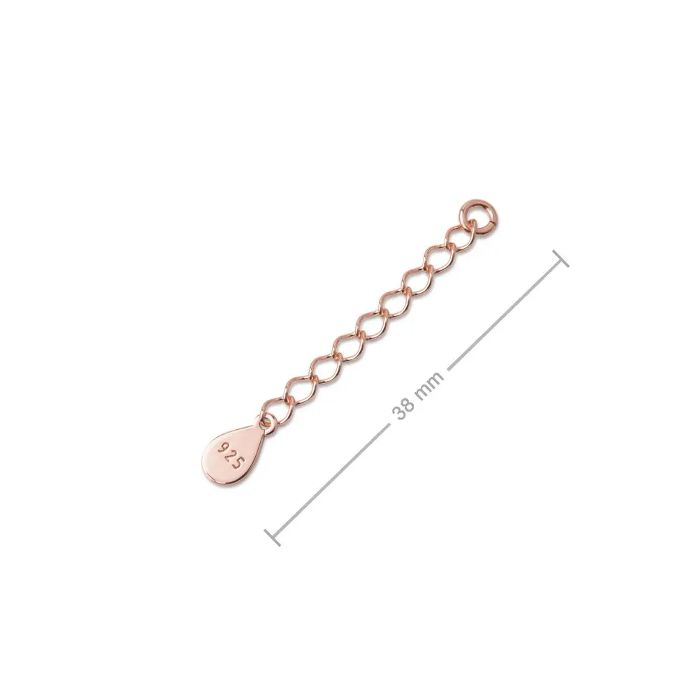 Stříbrný prodlužovací řetízek pozlacený 18K růžovým zlatem 38 mm -