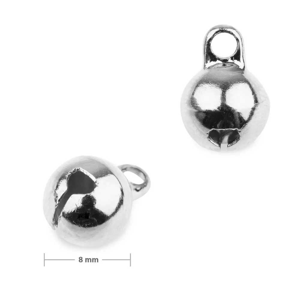 Bižuterní rolnička 11x8 mm v barvě stříbra - 6 ks
