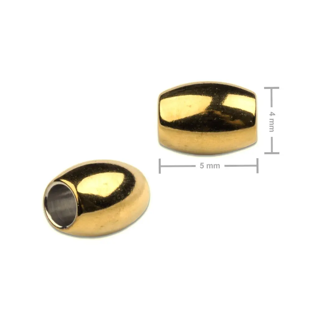 Korálek z chirurgické oceli ve tvaru rýže 4 x 5 mm v barvě zlata - 8 ks