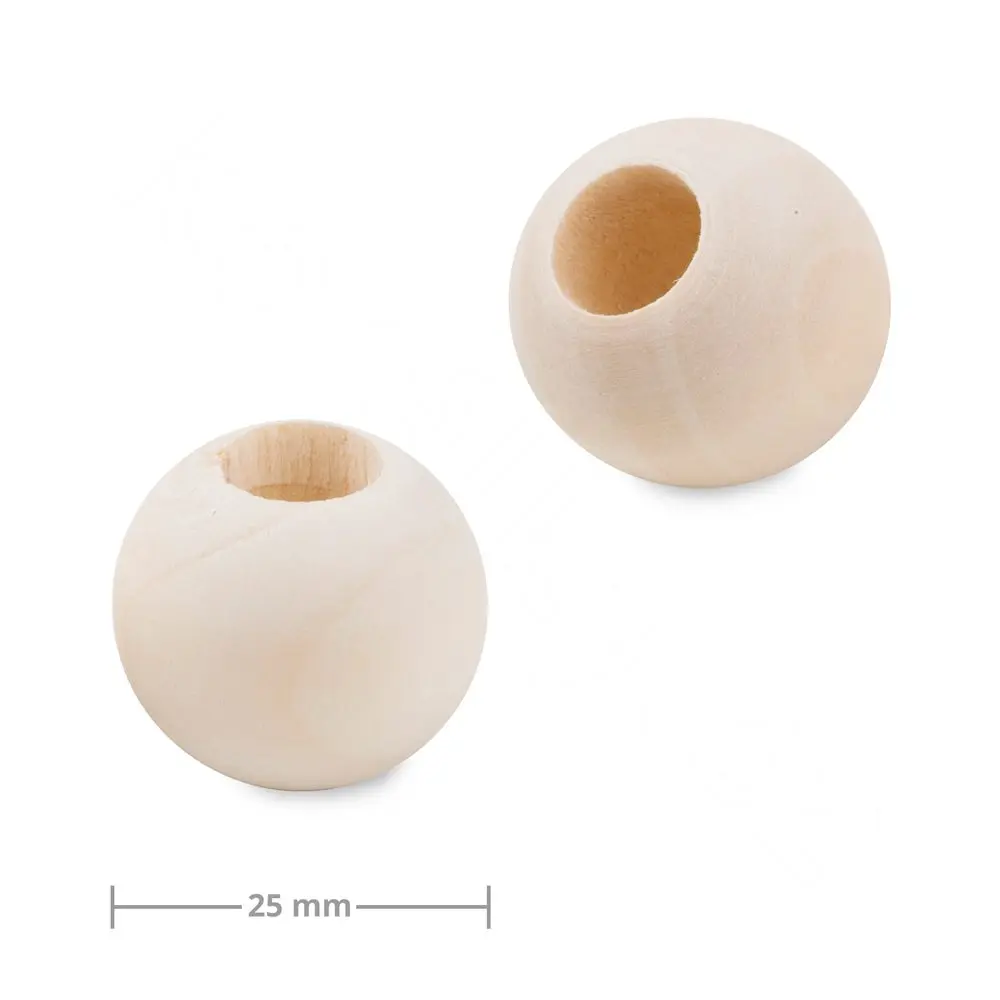 Dřevěné korálky s velkým průtahem pro Macramé 25 mm - 50 ks