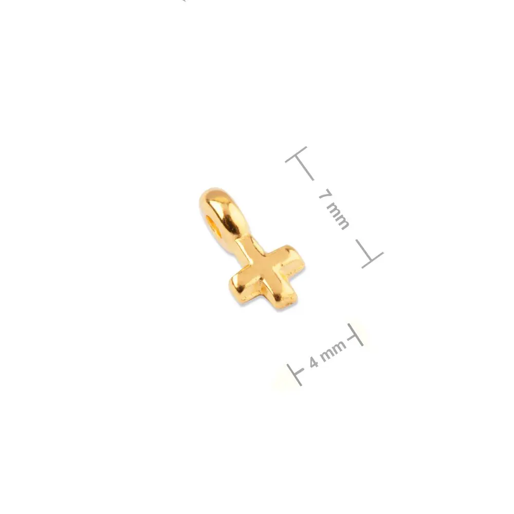 Manumi mini přívěsek křížek 7x4 mm pozlacený - 1 ks