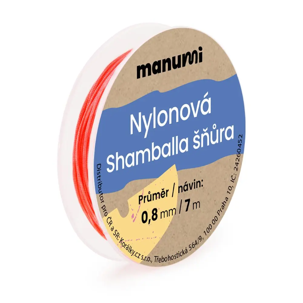 Manumi Nylonová šňůrka na Shamballa náramky 0,8 mm/7m červená č. 34 - 5 ks