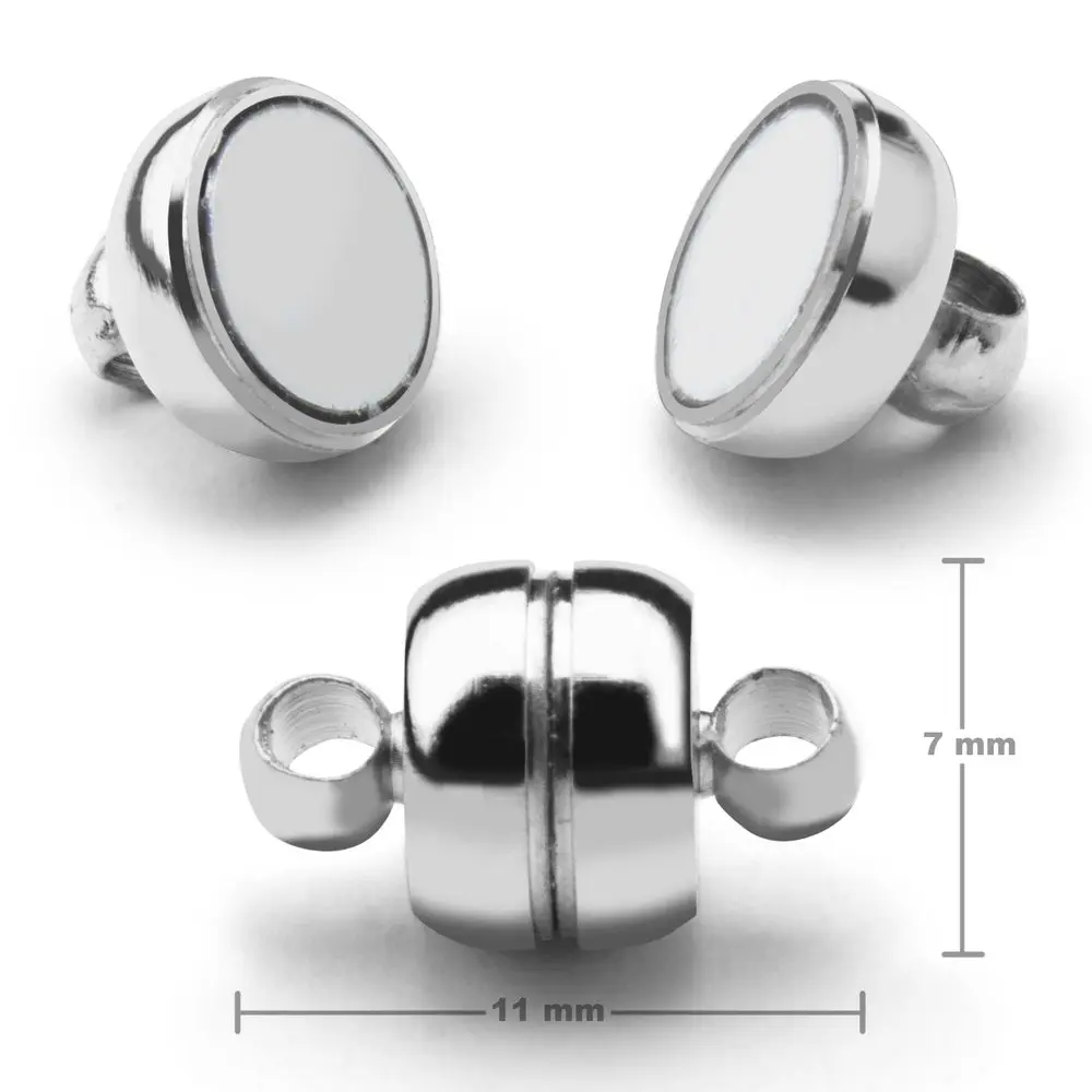Magnetické zapínání soudek 11x7 mm v barvě platiny - 3 ks