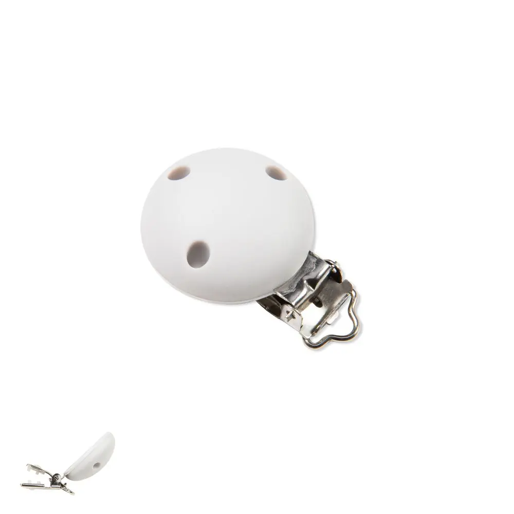 Silikonový klip na dudlík 33,5 mm s ocelovou sponou Light Grey - 1 ks