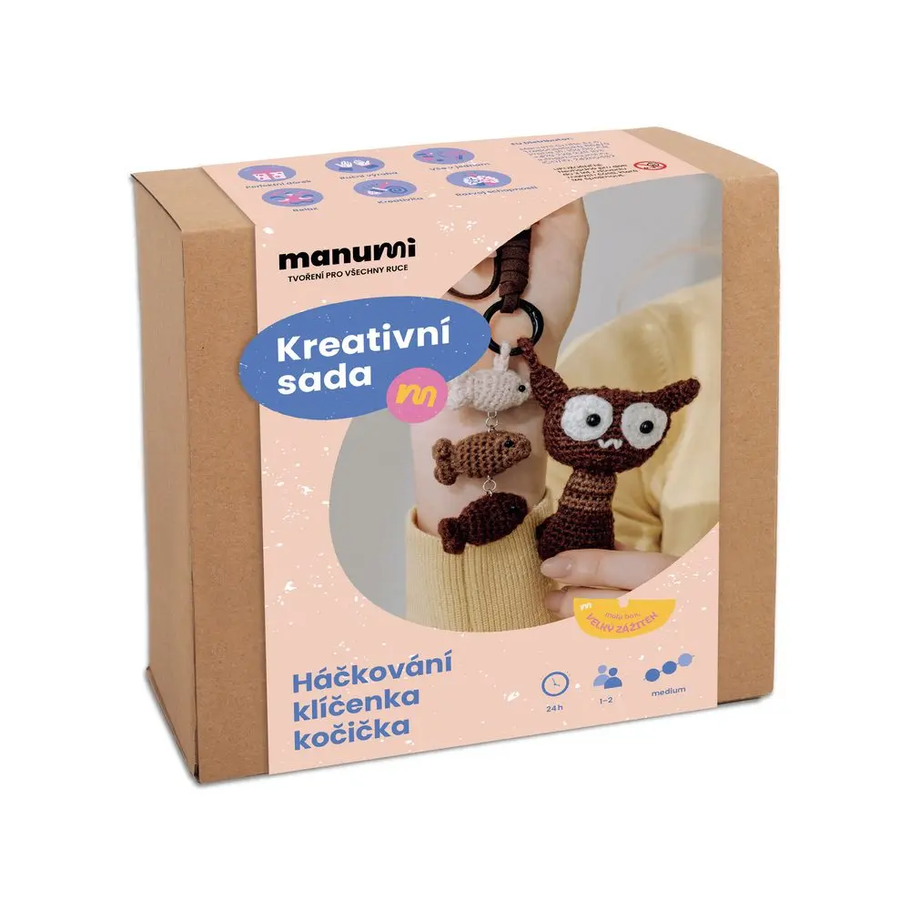 Manumi kreativní sada na háčkování přívěsku Kočička - 1 ks