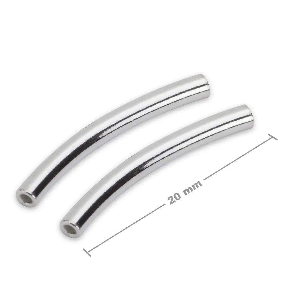 Stříbrná zahnutá distanční trubička 20 x 2 mm -