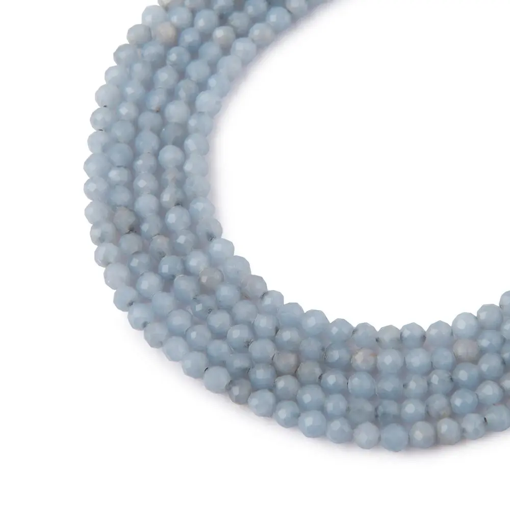 Korálky z minerálu Modrý angelit 3 mm broušené - 18 cm
