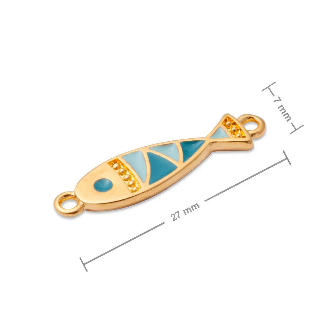 Manumi spojovací díl modrá ryba 27x7 mm pozlacený - 1 ks