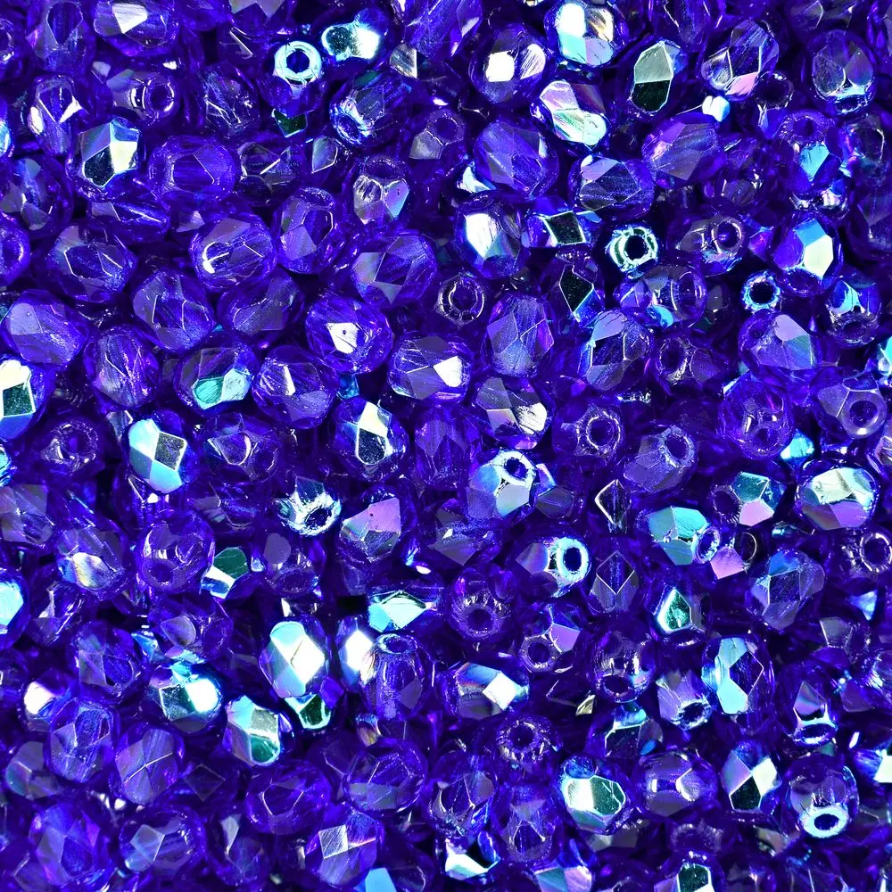 Manumi české broušené korálky 3 mm Dark Sapphire AB - 60 ks