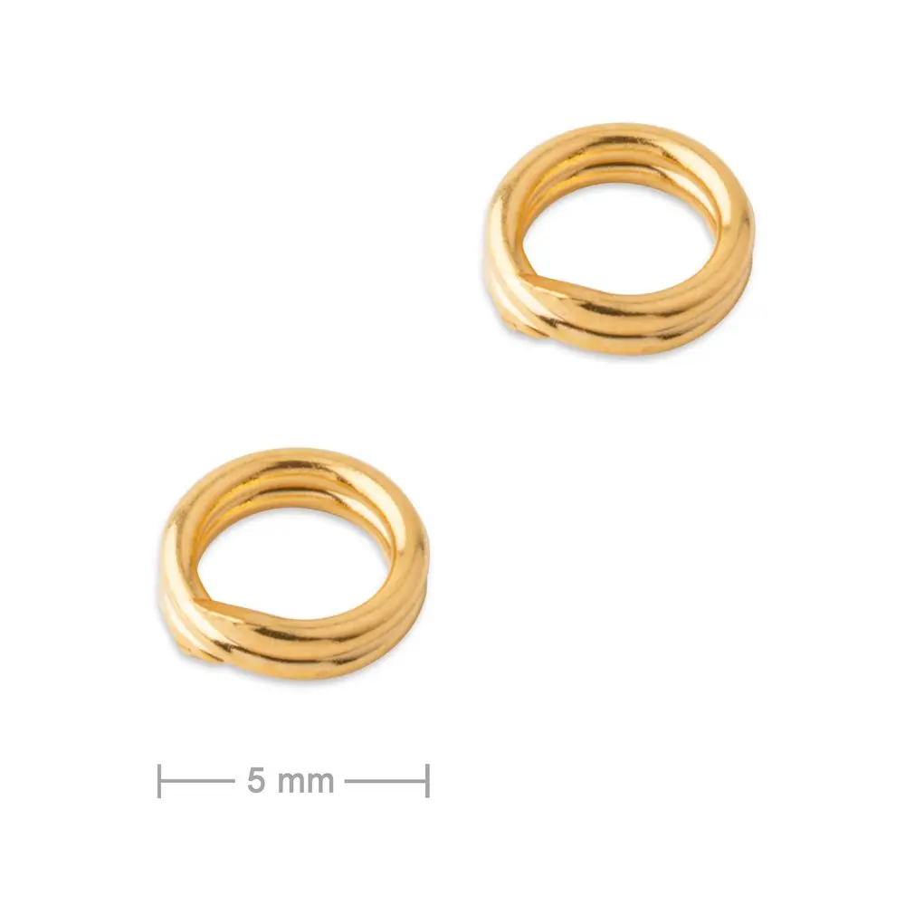 Stříbrný spojovací dvojitý kroužek 5 mm pozlacený 24K zlatem -