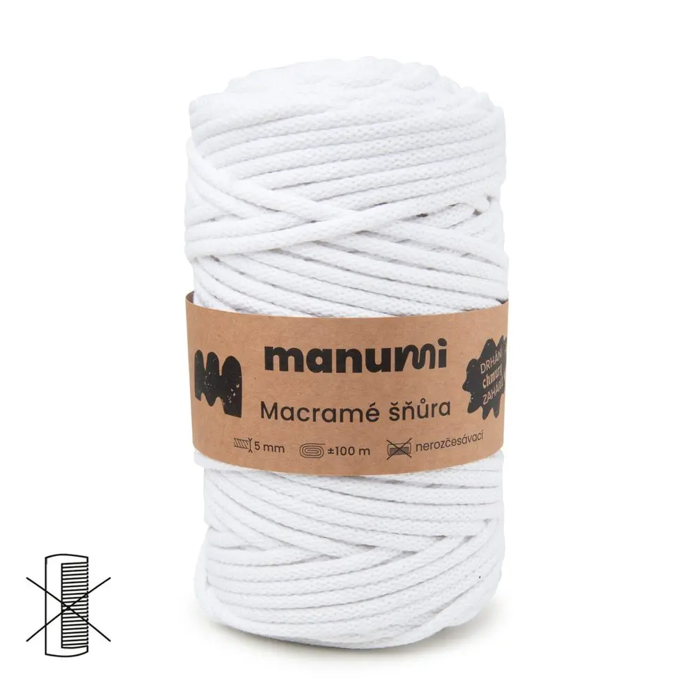 Manumi Macramé šňůra 5mm bílá -