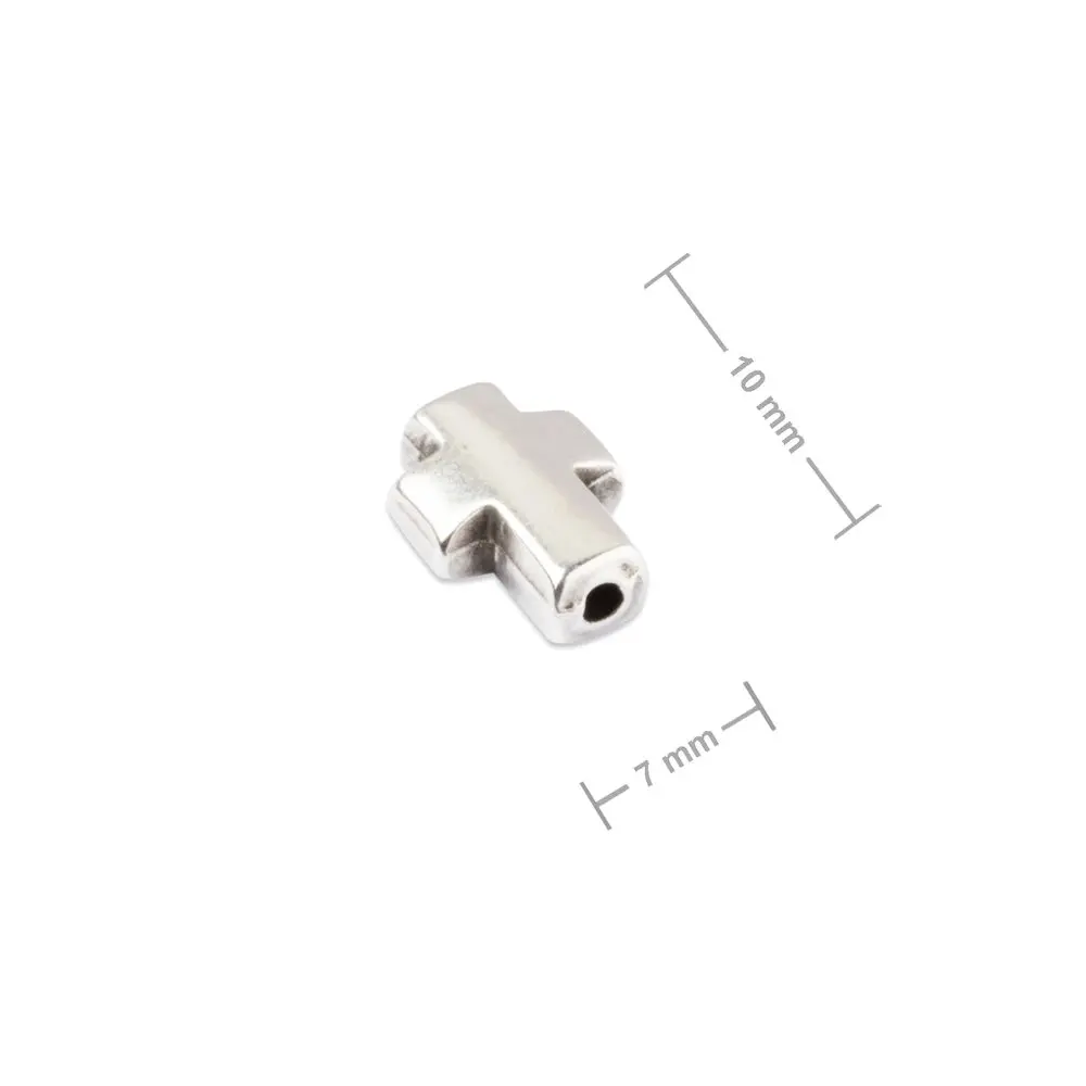 Manumi korálek kříž 10x7 mm postříbřený - 1 ks