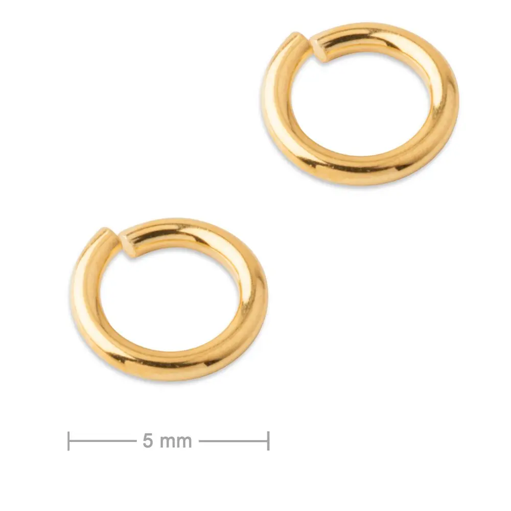 Stříbrný spojovací kroužek 5 mm pozlacený 24K zlatem - 2 ks