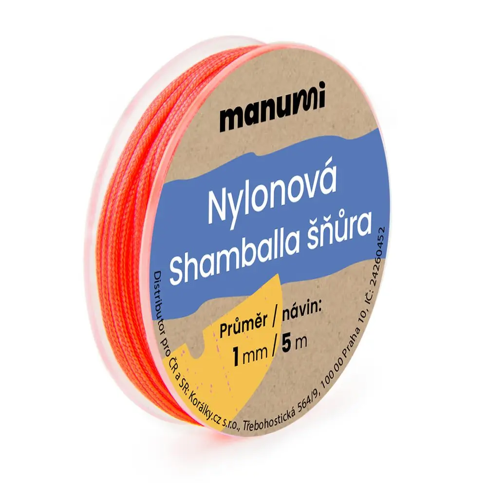 Manumi Nylonová šňůrka na Shamballa náramky 1 mm/5m červená č. 21 - 1 ks