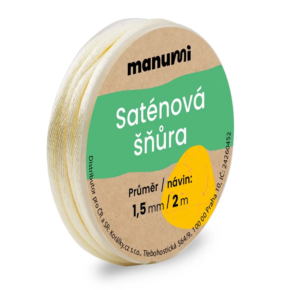 Nylonová saténová šňůra 1,5 mm/2m Ivory White - 5 ks