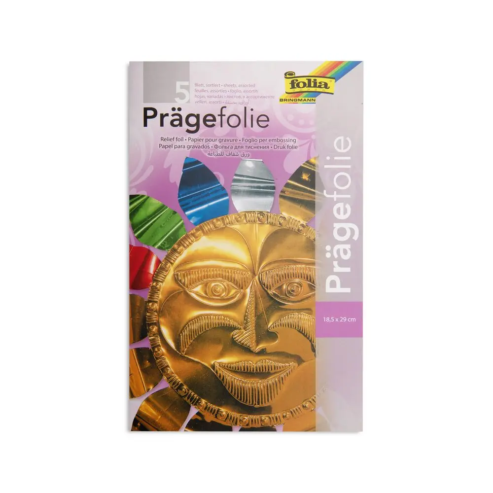 Hliníková folie pro embosování 5 listů 18,5 x 29,7 cm základní barvy -