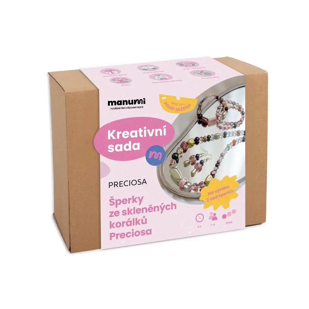 Manumi kreativní sada na výrobu šperků ze skleněných korálků Preciosa - 1 ks