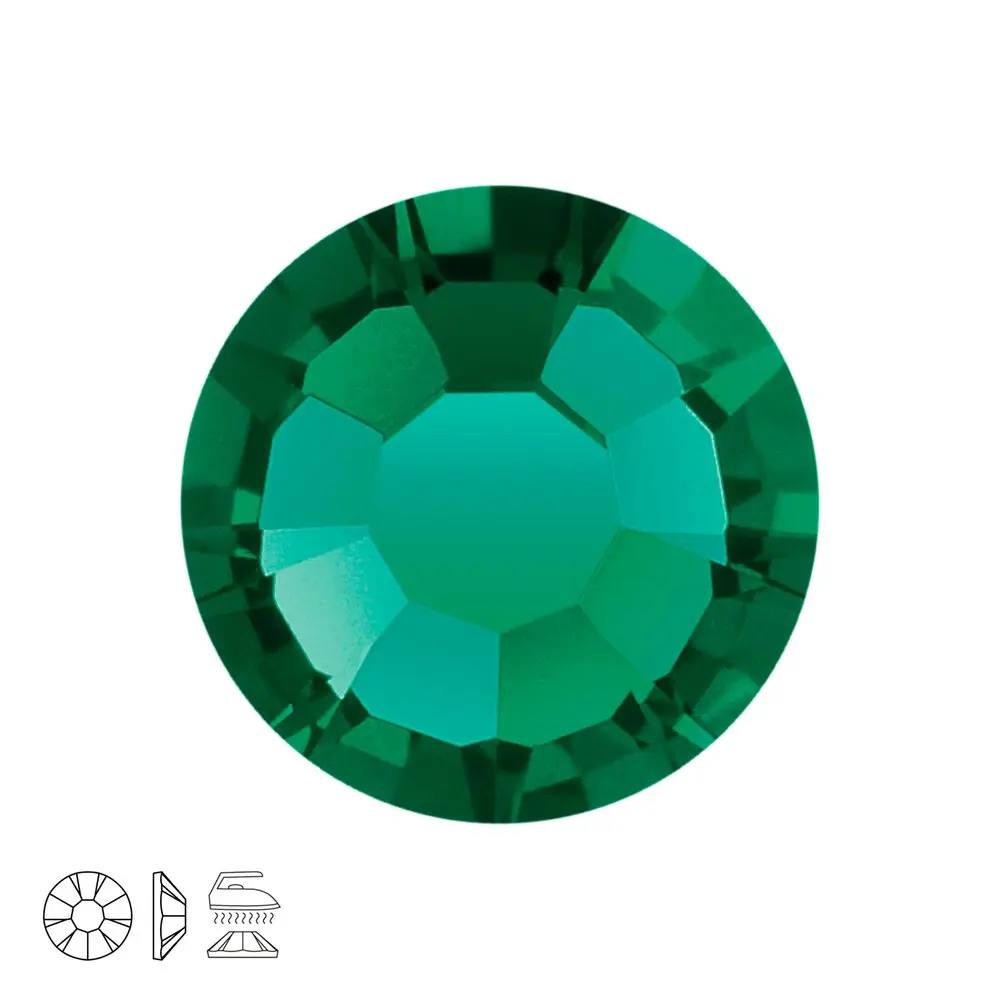 Preciosa MC nažehlovací šatonová růže MAXIMA SS20 Emerald - 24 ks