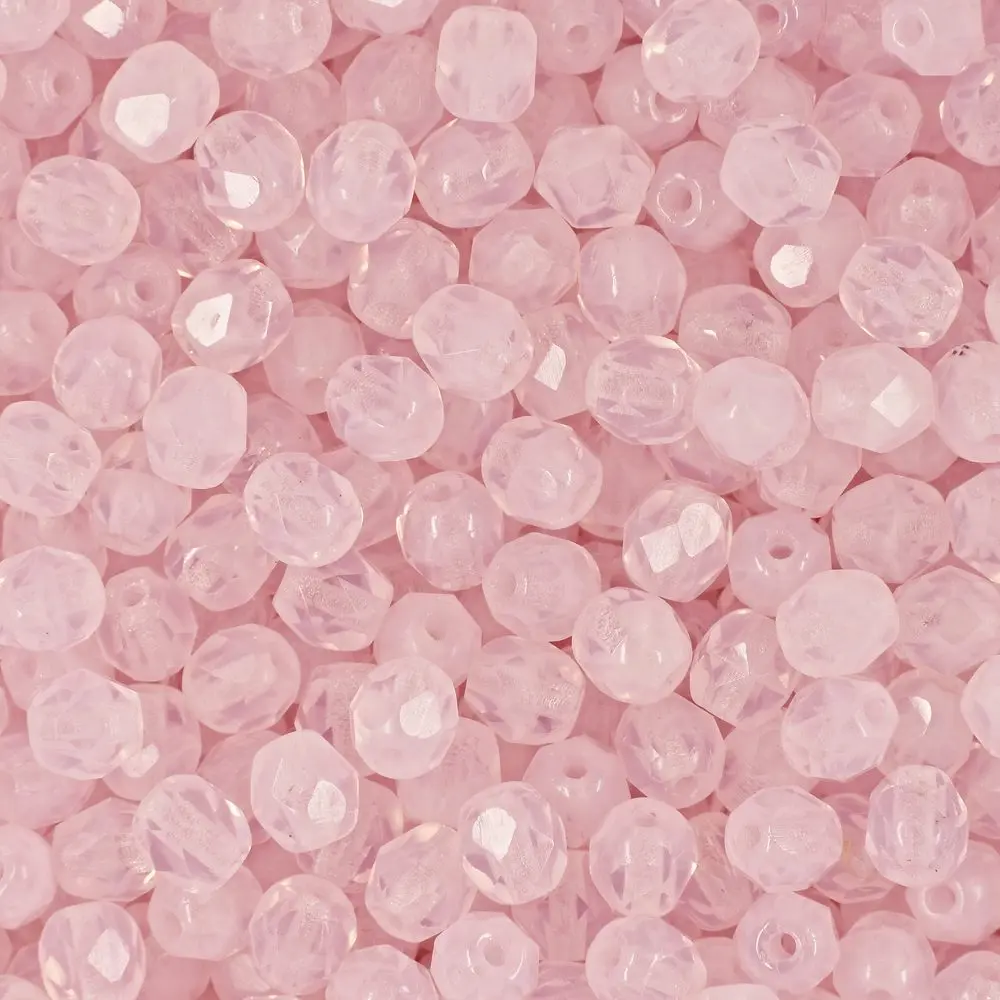 Manumi české broušené korálky 4 mm Milky Light Rose - 45 ks