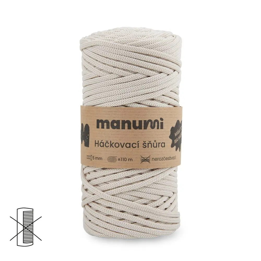 Manumi háčkovací polyesterová šňůra 5 mm krémová - 1 ks