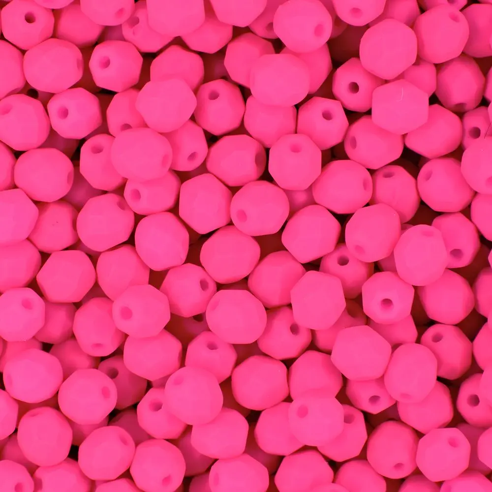Manumi české broušené korálky 4 mm Neon Pink - 225 ks