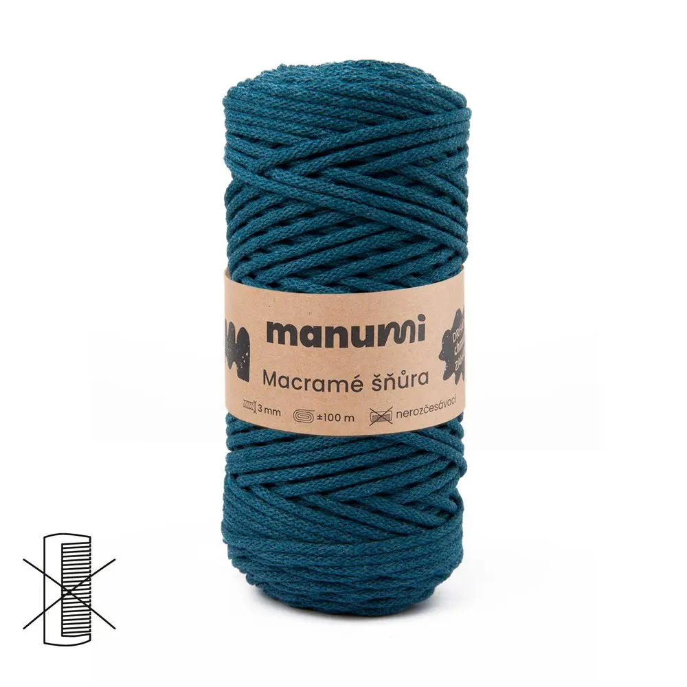 Manumi Macramé šňůra 3mm petrolejová - 1 ks