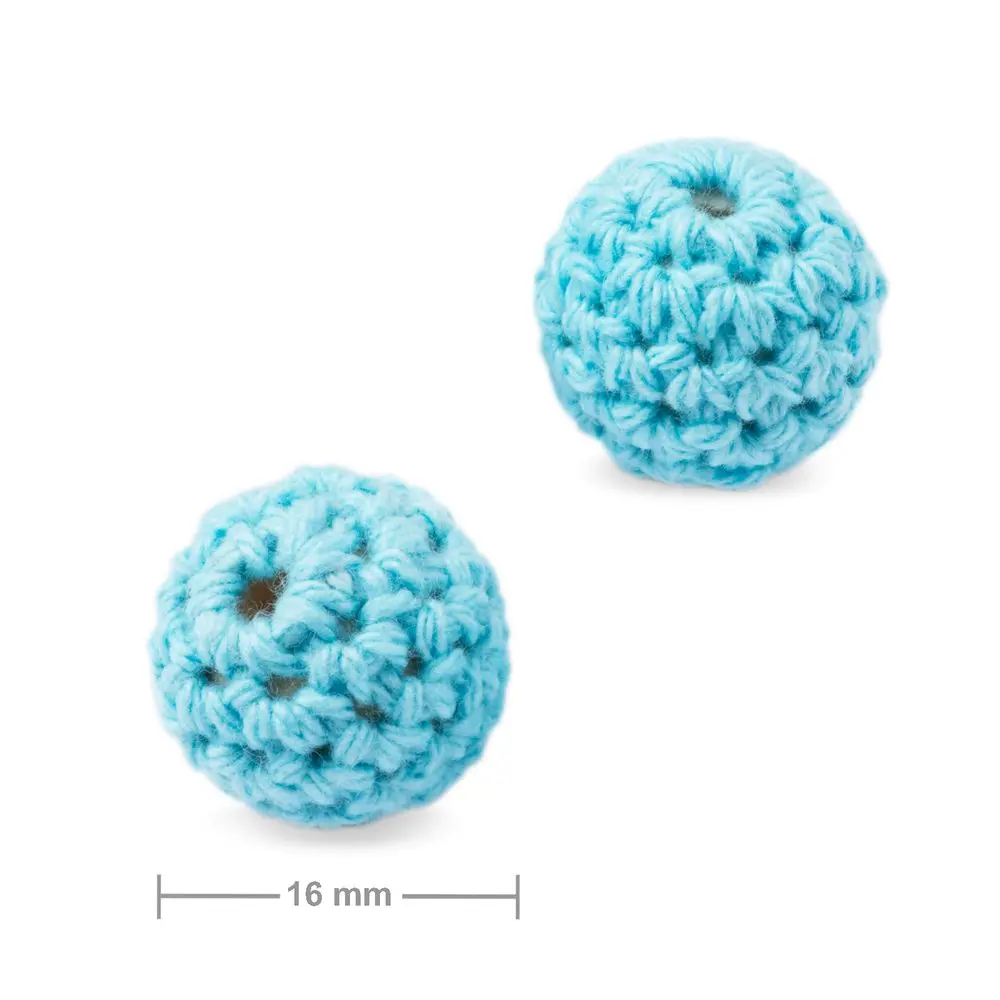 Háčkované korálky kulaté 16 mm Blue Green -