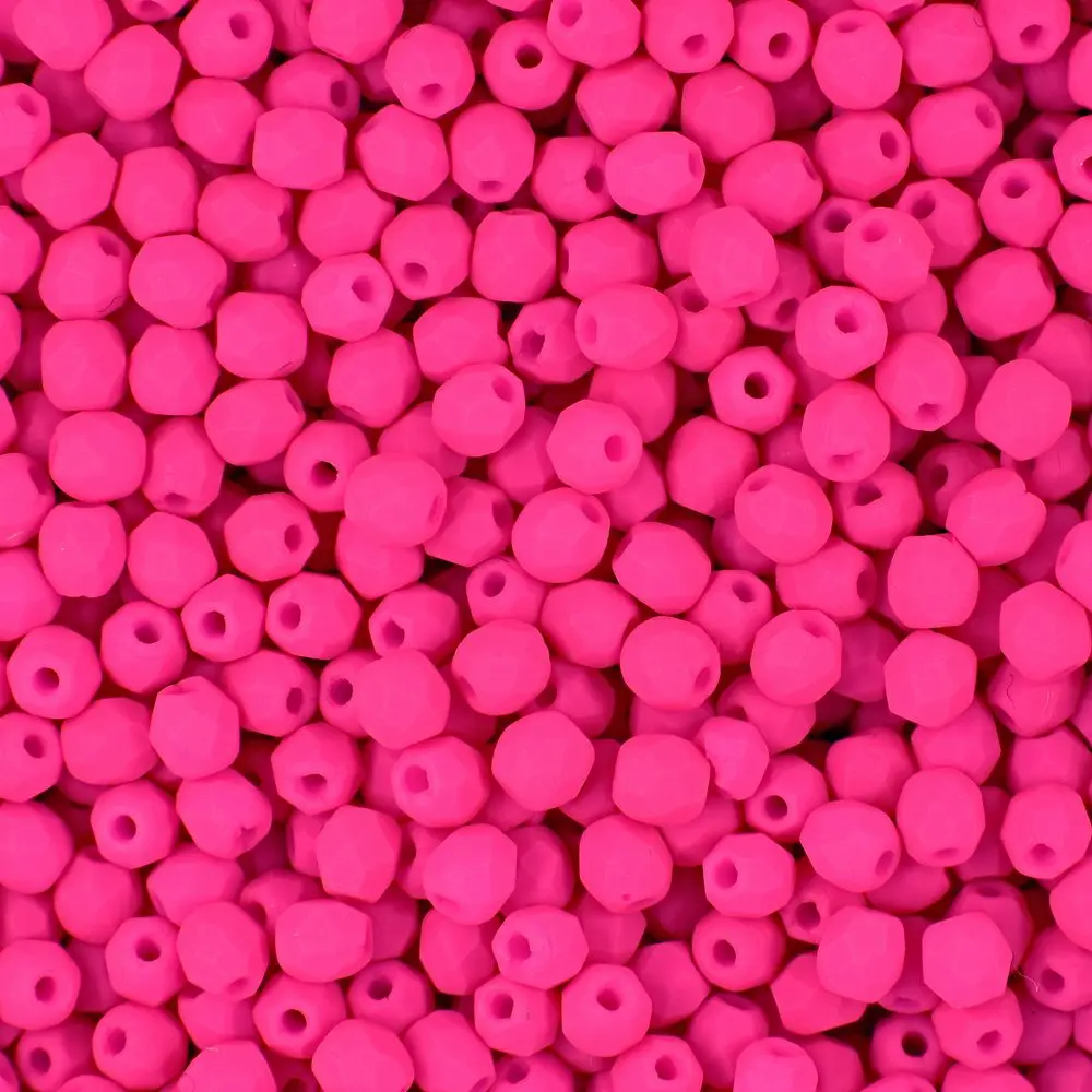 Manumi české broušené korálky 3 mm Neon Pink - 300 ks