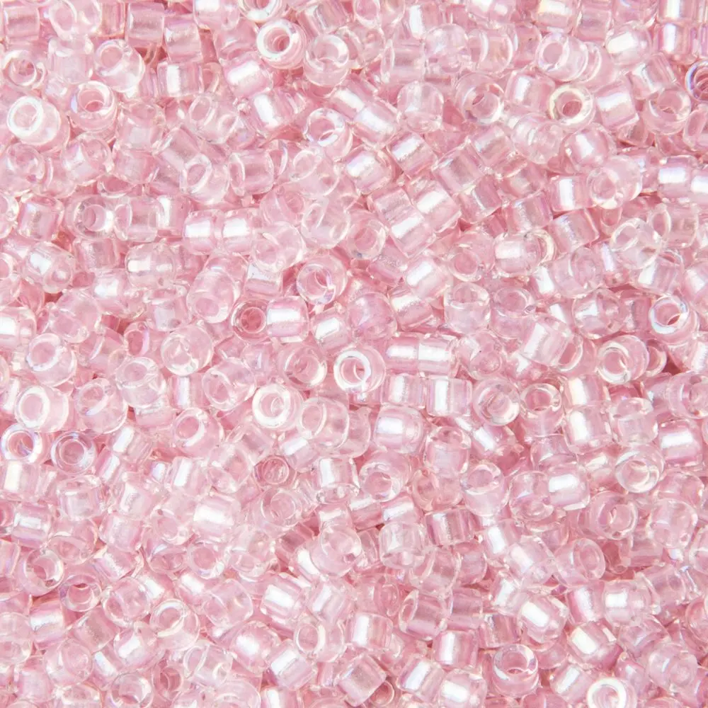 Miyuki Rokajlové korálky - Miyuki Delica 11/0 (DB-1673-50) Transparent Pearl Lined Pink AB - 15 g