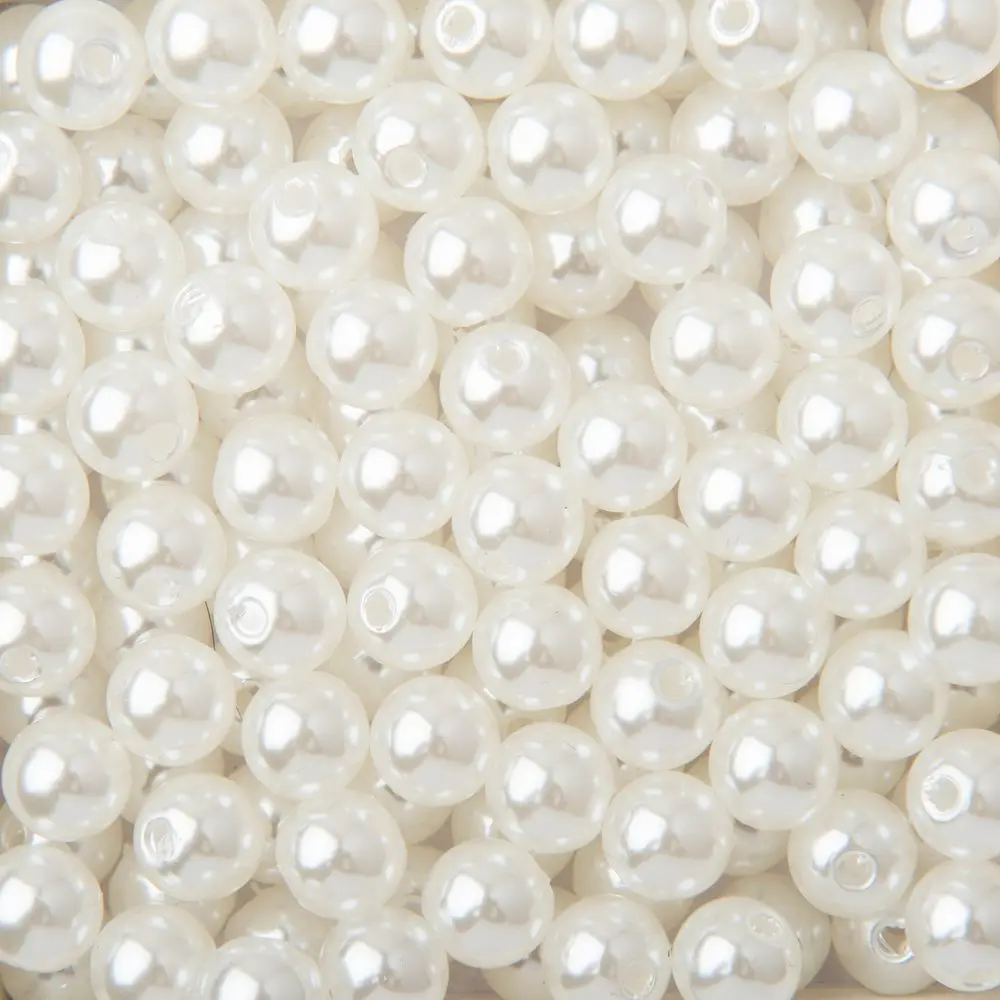 Plastové korálky imitace perel 8 mm - 220 ks