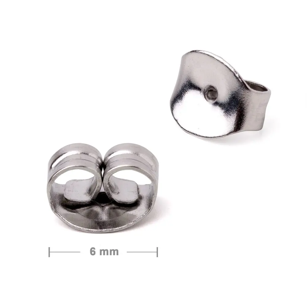 Náušnicová zarážka motýlek z chirurgické oceli 316L 6 mm - 60 ks