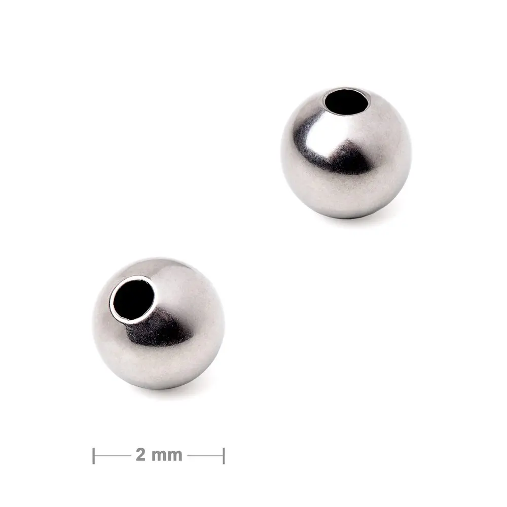 Korálek z chirurgické oceli 316L dutý 2 mm - 200 ks
