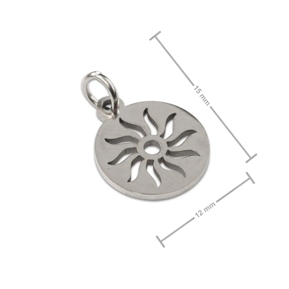 Přívěsek z chirurgické oceli medailon slunce 12 mm - 1 ks
