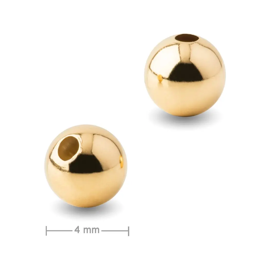 Stříbrný korálek 4 mm pozlacený 24K zlatem -