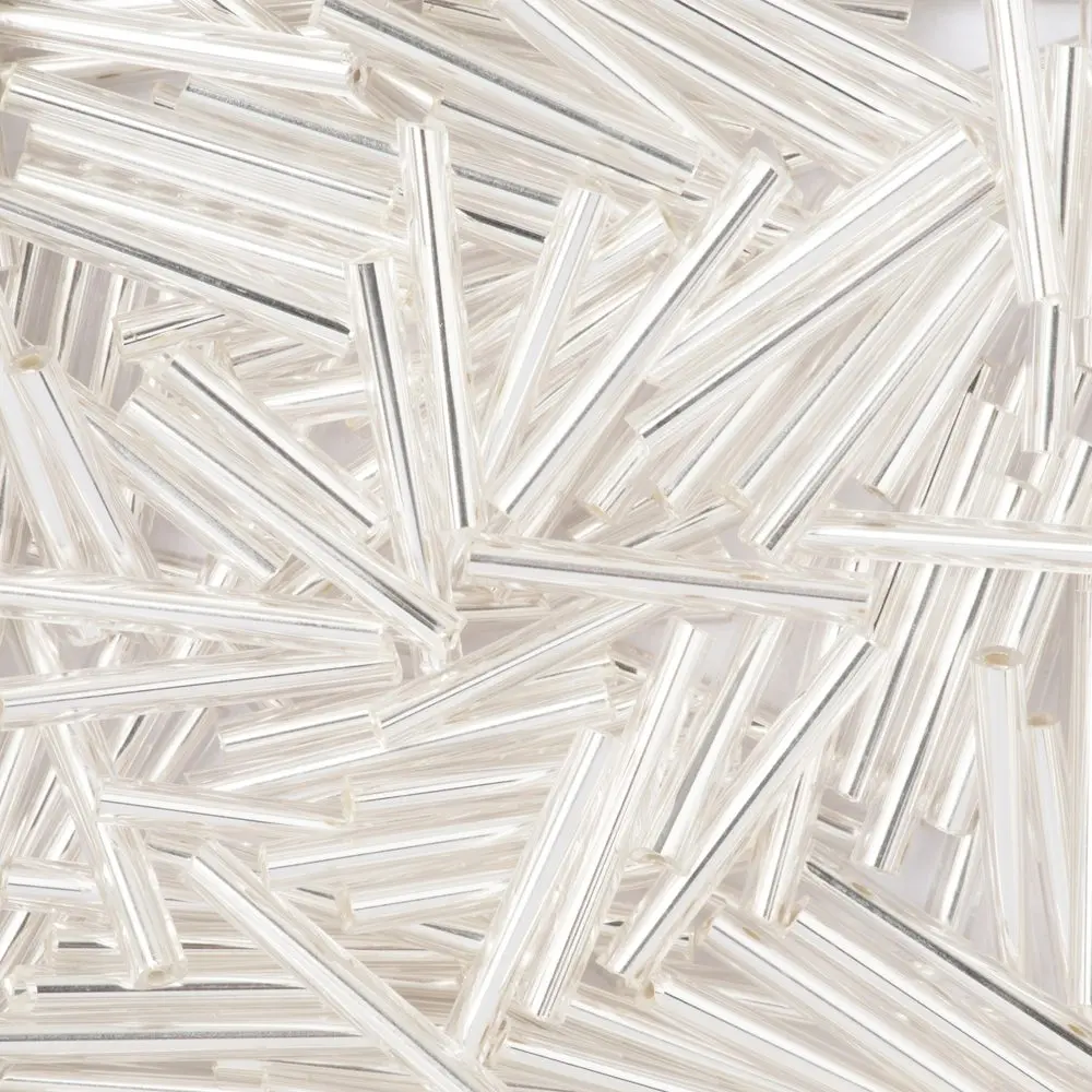 PRECIOSA ORNELA Korálky PRECIOSA skleněné trubičky rovné 20 mm stříbrné - 15 g