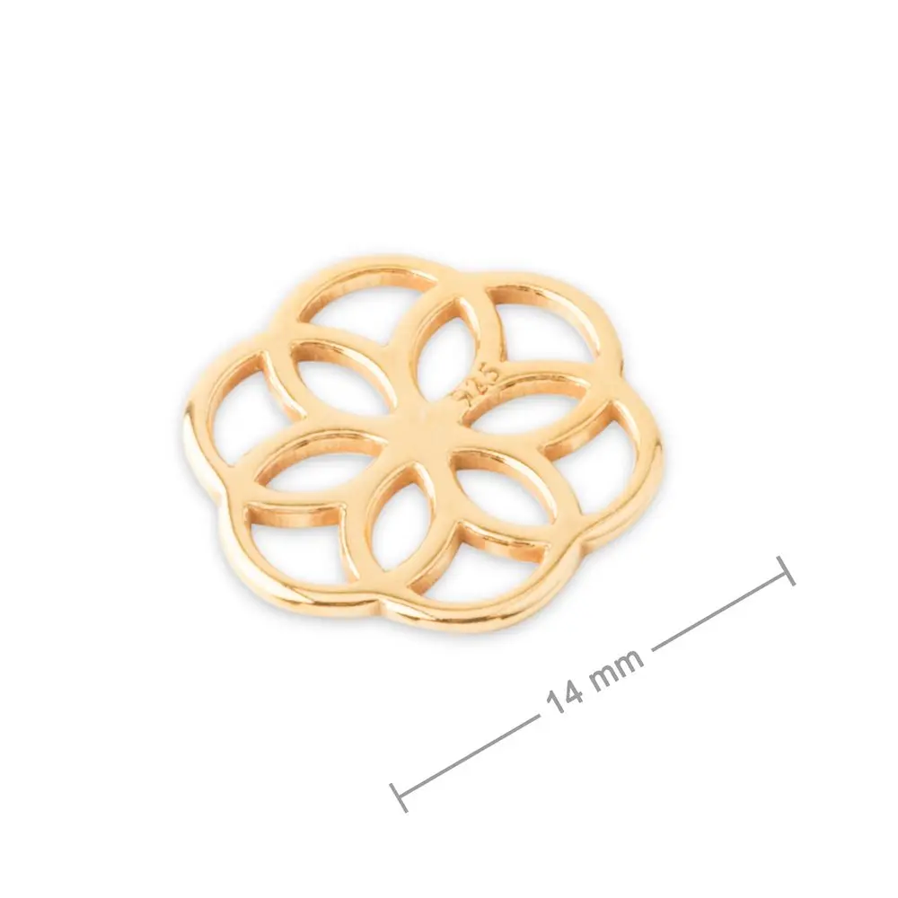 Stříbrný spojovací díl květina 10 mm pozlacený 24K zlatem -