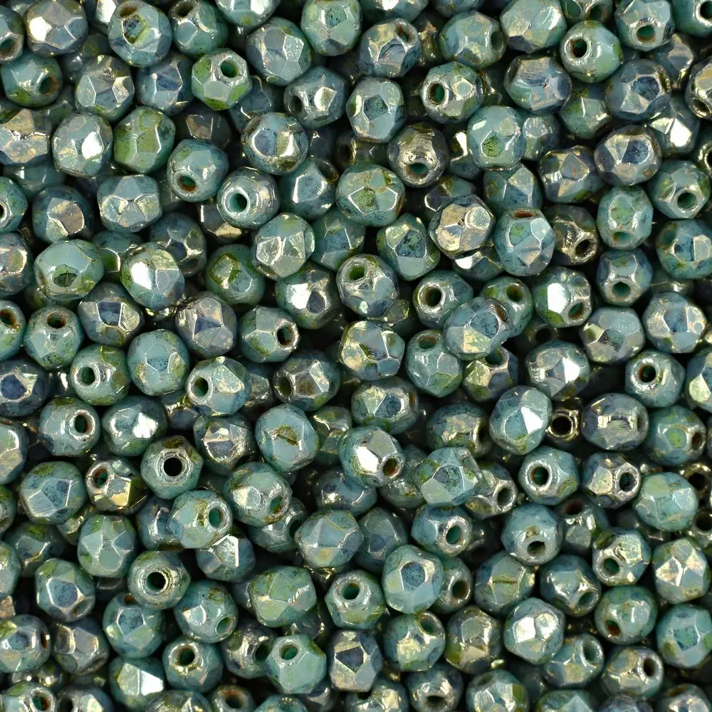 Manumi české broušené korálky 3 mm Light Metallic Green - 60 ks