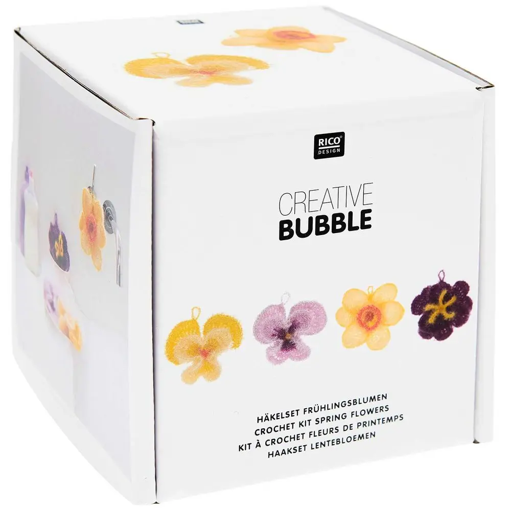 Rico design háčkovací sada na výrobu žínek Creative Bubble Jarní květiny - 1 ks