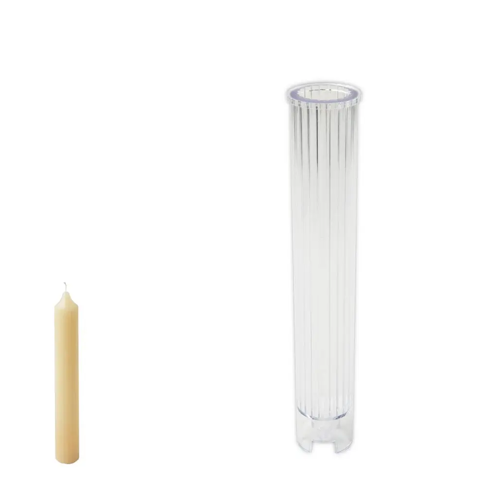 Polykarbonátová forma na svíčku ve tvaru vroubkovaného válce 25x180mm -