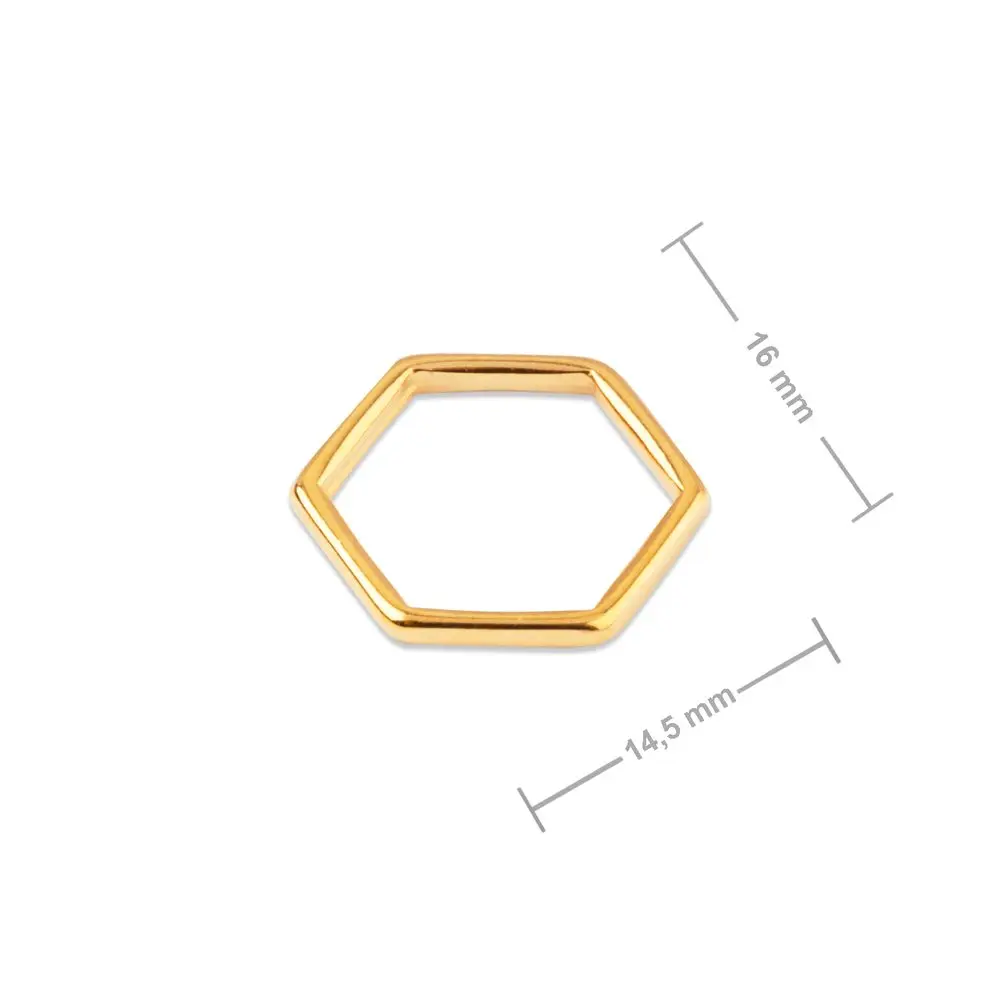 Manumi spojovací díl hexagon 16x14,5 mm pozlacený - 1 ks